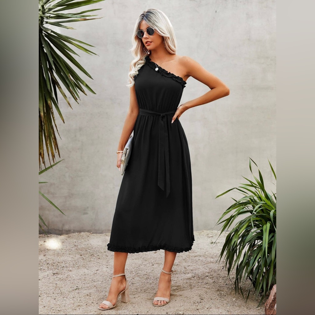Nwt Epretty One-Shoulder Ruffle Midi-Dress In Small & Large